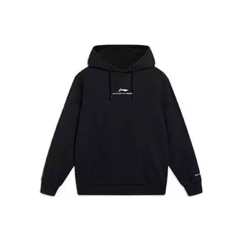 Li Ning Sports Lifestyle Series свободный пуловер с капюшоном унисекс толстовки черный AWDT597-1 M
