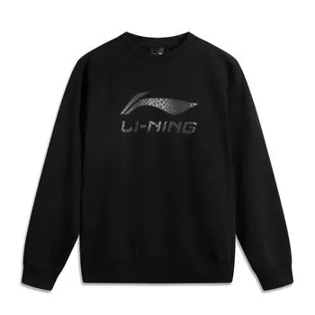 Li Ning Sports Lifestyle Series Удобная повседневная свободная простая толстовка-пуловер с круглым вырезом унисекс черная AWDV247-2 L