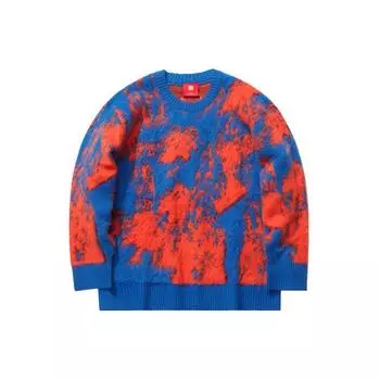 Li Ning Sports Lifestyle Series вязаный свободный свитер с длинным рукавом и круглым вырезом мужской свитер синий AMBQ028-2 XS