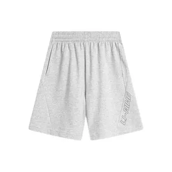 Li Ning Sports Lifestyle Series влагоотводящие свободные спортивные шорты мужские шорты светло-желтый с цветочным узором-серый AKSU229-2 L