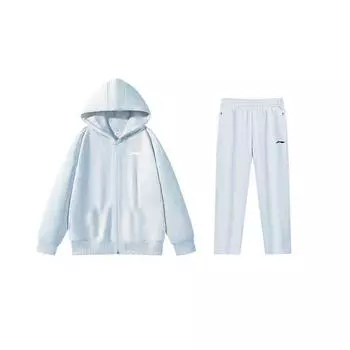 Li Ning Sports Lifestyle Series вязаный кардиган с капюшоном повседневный комплект уличной толстовки женский свитшот Mist-Blue YWDU242-2+YKLU158-4 M
