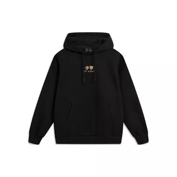 Li Ning Sports Lifestyle Series вышитый логотип свободная флисовая толстовка с капюшоном унисекс толстовки черные AWDTB61-8 S