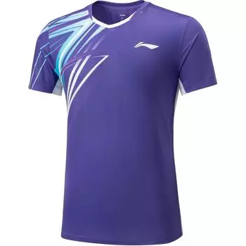 Li Ning Sports Простая удобная повседневная футболка с коротким рукавом унисекс-топы Freedom-Purple AAYV039-5 L