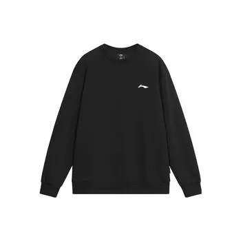 Li Ning Sports Series однотонный беговой свитер с длинным рукавом и логотипом, мужская толстовка, черный цвет AWDTD81-1 L
