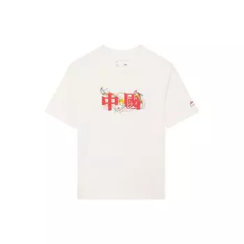 Li-Ning Спортивная трендовая серия «Благоприятные облака» с сказочным принтом и круглым вырезом, повседневная футболка с короткими рукавами, мужские топы AHSSA19-1 XL