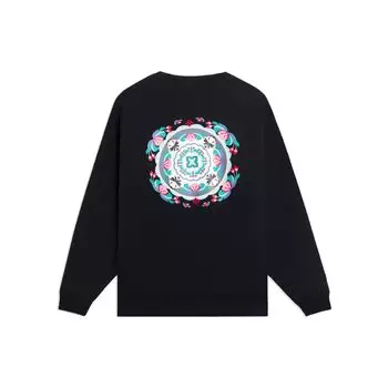 Li-Ning Спортивная серия Trend Back Print Logo Вышитый свитер Толстовка унисекс Топы Черный AWDSF47-1 S