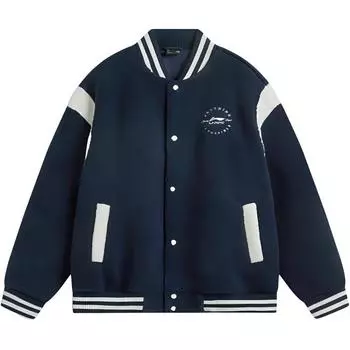 Li Ning Sports Trend Series Casual Simple Warm Baseball Jacket Men Jacket Deep-Navy-Blue AFDU593-2 M