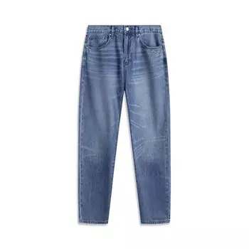 Li Ning Sports Trend Series Casual Simple Solid Color Прямые джинсы унисекс джинсы светло-голубого цвета AJQV003-4 M