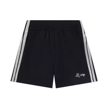Li Ning Sports Trend Series Color Block Striped Logo Вышитые прямые спортивные шорты женские шорты черного цвета AKSS772-1 L