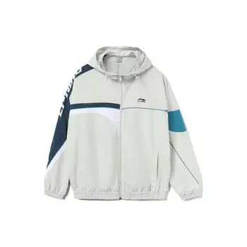 Li Ning Sports Trend Series Color Block свободная ветровка с капюшоном унисекс верхняя одежда антарктическо-серый YFDT207-1 L
