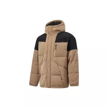 Li Ning Sports Trend Series Color Block свободная короткая пуховая куртка мужская верхняя одежда светло-каштаново-коричневый AYMT065-4 XXL