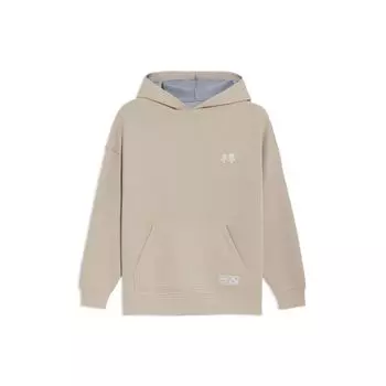 Li-Ning Sports Trend Series Двусторонняя толстовка свободного покроя с вышитым логотипом Топы унисекс Овсяно-серый Хизер-серый AWDS087-4 L