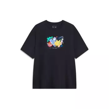 Li-Ning Sports Trend Series Футболка с буквенным принтом Мужские топы Черные AHST459-4 L