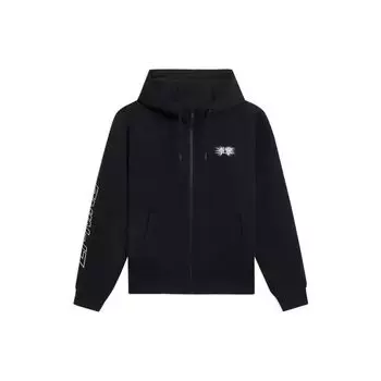 Li-Ning Серия Sports Trend FW22, однотонная толстовка на молнии с вышивкой, топы унисекс, черный AWDSB29-1 M