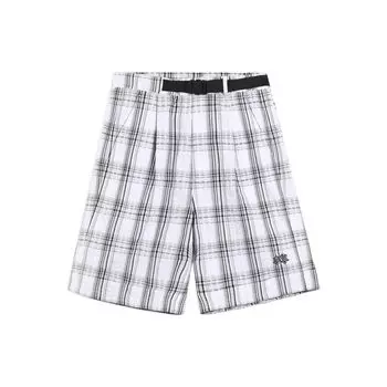 Li Ning Sports Trend Series клетчатый логотип с вышитым текстом свободные прямые спортивные шорты мужские шорты белые AKSS307-2 M