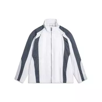 Li Ning Sports Trend Series Letter Splicing Zipper Stand воротник Loose Windbreaker Men Верхняя одежда Standard-White AFDU017-1 XL
