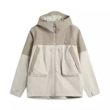 Li-Ning Sports Trend Series Lettered Hooded Fleece Loose Long Sleeve Windbreaker Men Outerwear Oatmeal-Gray AWBU031-1 M