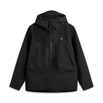 Li Ning Sports Trend Series Lettered Hooded Fleece Loose Long Sleeve Windbreaker Men topwear Black AWBU031-2 M