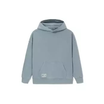 Li Ning Sports Trend Series однотонная свободная толстовка с капюшоном унисекс светло-серо-голубого цвета AWDS067-7 L