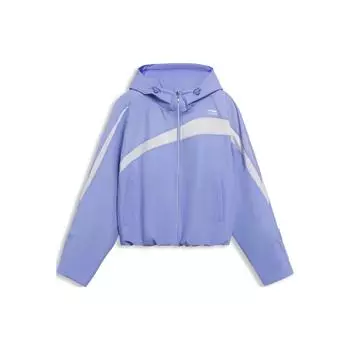 Li Ning Sports Trend Series однотонная свободная ветровка с длинным рукавом женская верхняя одежда снежно-фиолетового цвета AFDT012-9 M