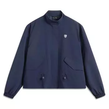 Li Ning Sports Trend Series Однотонная ветровка свободного кроя с воротником-стойкой на молнии, дышащая, универсальная, женская верхняя одежда, цвет морской волны AFDV150-6 S