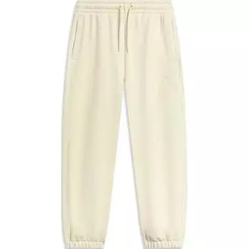 Li Ning Sports Trend Series однотонные, со средней посадкой, на шнурке, удобные, дышащие, свободные манжеты, трикотажные спортивные брюки женские, лебедино-белый AKXT752-1 L