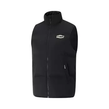 Li Ning Sports Trend Series однотонный свободный воротник-стойка на молнии зимний универсальный повседневный холодостойкий пуховый жилет женский жилет черный AMRU124-2 S