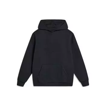 Li-Ning Sports Trend Series, однотонный свободный пуловер с капюшоном, топы унисекс, черный, AWDT757-3 L