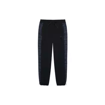 Li Ning Sports Trend Series Printed Drawstring Cuffed Fleece Теплые свободные трикотажные спортивные штаны для мужчин Черные AYKSB47-3 L