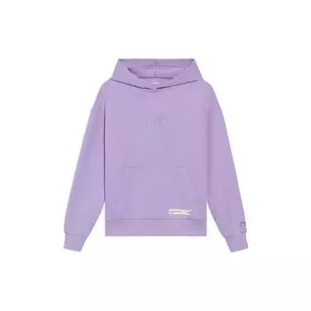 Li Ning Sports Trend Series Rhinestone Logo Loose Sports Hoodie Женские толстовки с капюшоном Сиреневый AWDS046-6 S