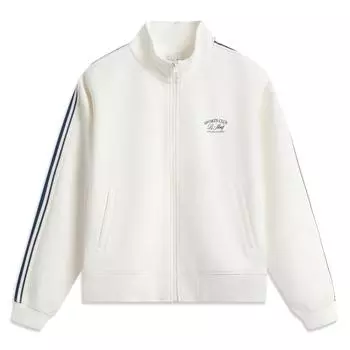 Li-Ning Sports Trend Series Simple Letter Stripe Stand Collar Zipper Loose Versatile Cardigan Sweatshirt Women sweatshirt AWDV930-3 S