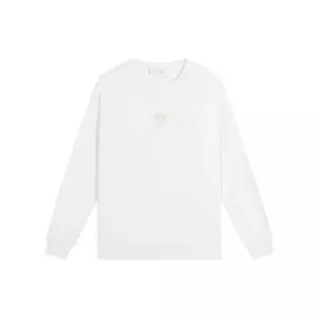 Li-Ning Sports Trend Series Solid Color Letter Embroidery Crew Neck Pullover Sweatshirt Men Tops White AWDS923-4