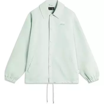 Li Ning Sports Trend Series Удобная повседневная фирменная принт-логотип Простая свободная куртка-поло на пуговицах Унисекс-куртки Светло-голубой AFDU365-3 M