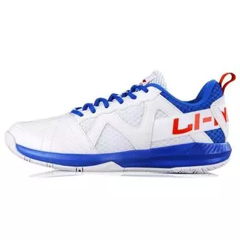 Li Ning Sports универсальные амортизирующие нескользящие износостойкие дышащие легкие низкие кроссовки для бега женские кроссовки белые синие AYTQ026-1 36