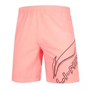 Li Ning средней талии с фирменным логотипом и буквенным принтом, дышащие прямые спортивные повседневные шорты для мужчин, оранжевые AAPT057-2-5 S