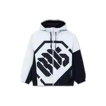 Li-Ning SS22 Badfive Series с буквенным принтом, свободная спортивная куртка с капюшоном, мужская верхняя одежда, белая AFDS075-1 XS
