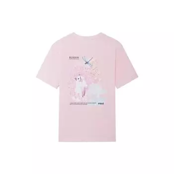 Li-Ning SS22 Cherry Blossom Series Casual Sports Breathable Logo T Shirt Unisex Tops Pink AHSS911-2 L