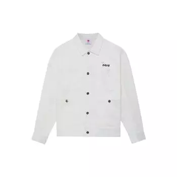Li Ning SS22 Cherry Blossom Series Polo Collar Повседневная джинсовая куртка Осенняя куртка унисекс белого цвета AFDS941-1 L