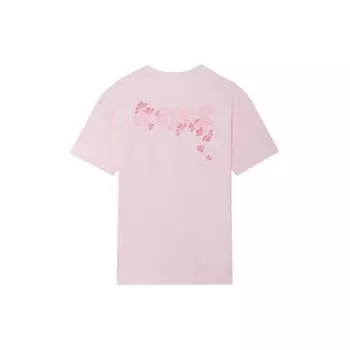 Li-Ning SS22 Cherry Blossom Series Свободная футболка с круглым вырезом и короткими рукавами с принтом, топы унисекс, розовые AHSS909-2 XL
