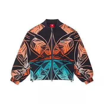 Li Ning SS22 Color Block Full Print Geometry Pattern Casual Jacket Women jackets Earth-Gray AFDS208-1