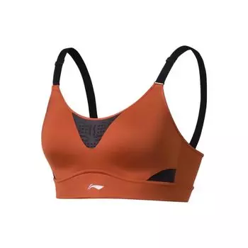 Li Ning SS22 Fitness Series однотонный обтягивающий спортивный бюстгальтер с высокой поддержкой, женское нижнее белье, красно-кирпично-коричневый AUBS092-7 S