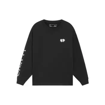 Li Ning SS22 Letter Print Casual Pullover T Shirt Unisex Tops Black AHSS915-3 XS