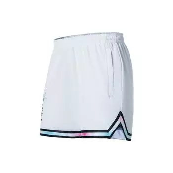 Li Ning SS22 Профессиональная баскетбольная серия цветные полосатые тренировочные дышащие баскетбольные шорты мужские шорты белые AKSS365-3 L