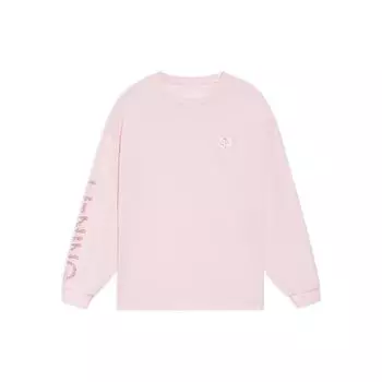 Li Ning SS22 Sakura Series Letter Print Casual Pullover Long Sleeve Drop Shoulder T Shirt Unisex Tops Pink AHSS915-2 M