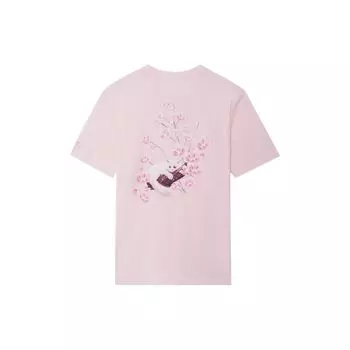 Li Ning SS22 Sakura Series однотонная повседневная футболка с круглым вырезом и коротким рукавом унисекс-топы светло-розового цвета AHSS917-2 XS