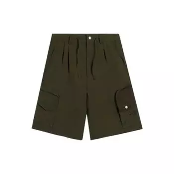 Li-Ning SS22 Однотонные свободные повседневные шорты с карманами, мужские брюки темно-оливково-зеленого цвета AKSS077-3 S