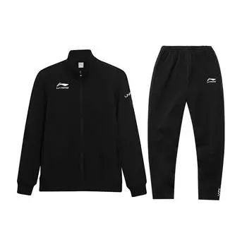 Li-Ning SS22 Стойка воротник спортивные штаны повседневный бег спортивный комплект с капюшоном мужские комплекты черный AWES011-2 L