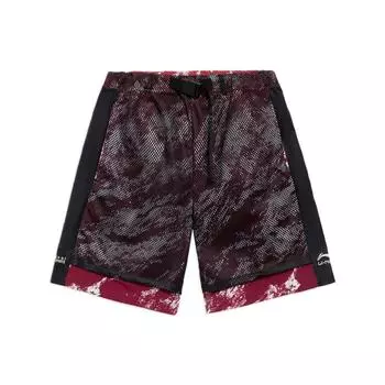 Li Ning SS22 Trendy Music Festival Mesh Design Casual Camouflage Sports Shorts Men shorts Deep-Burgundy AKSS051-1