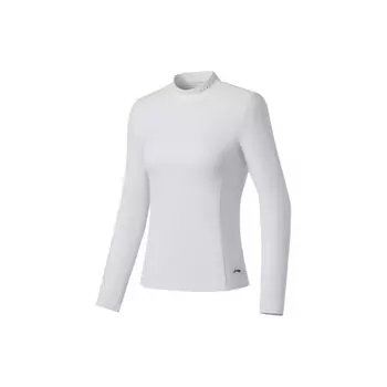 Li Ning SS23 однотонная облегающая спортивная одежда с высоким воротом, женская спортивная одежда, цвет не совсем белый ATLS076-1 M