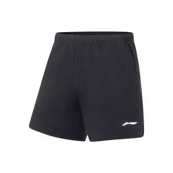 Li-Ning SS23 Серия для бадминтона, шорты для соревнований с однотонным эластичным поясом, мужские шорты, черные AAPS047-2 L